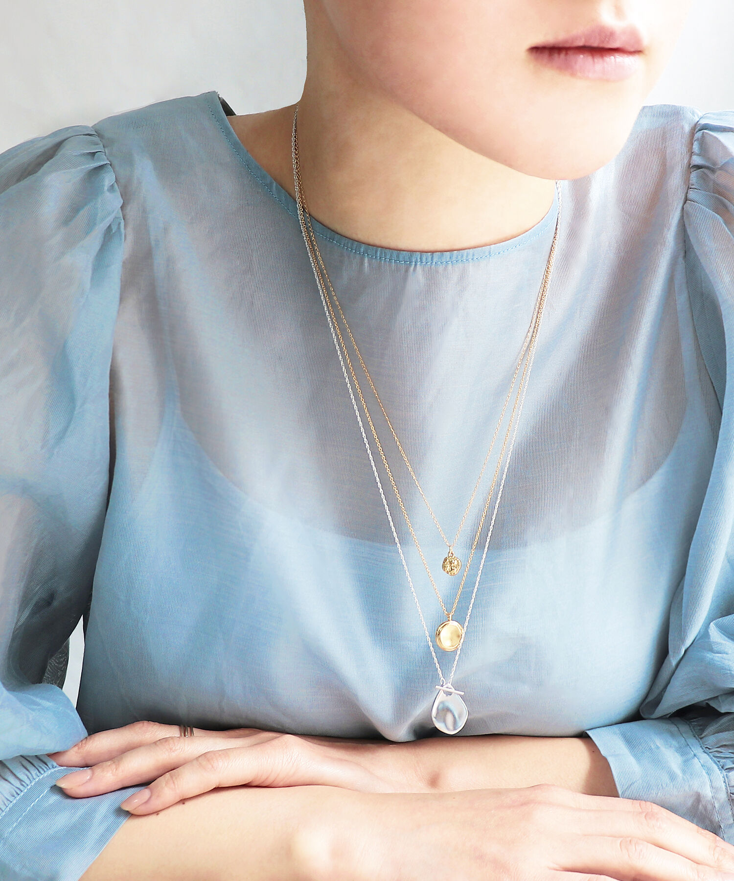 NOIR DE POUPEE「silver925 コインスムーステクスチャー ネックレス (ニッケルフリー)」|ネックレス|