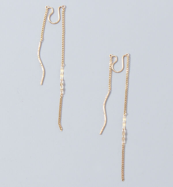 JUPITER「【K10】ダブルチェーンイヤリング」|イヤリング|ゴールド