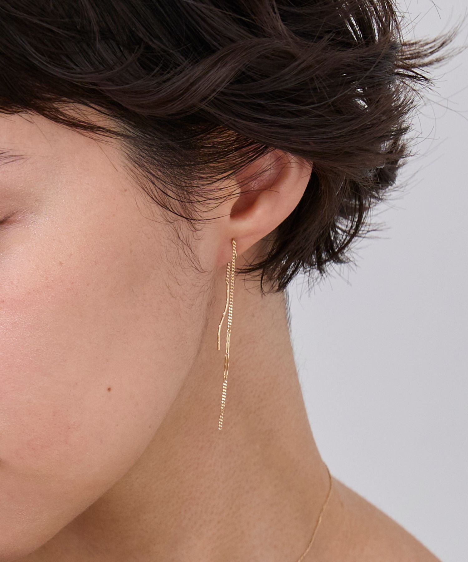 JUPITER「【K10】ダブルチェーンイヤリング」|イヤリング|