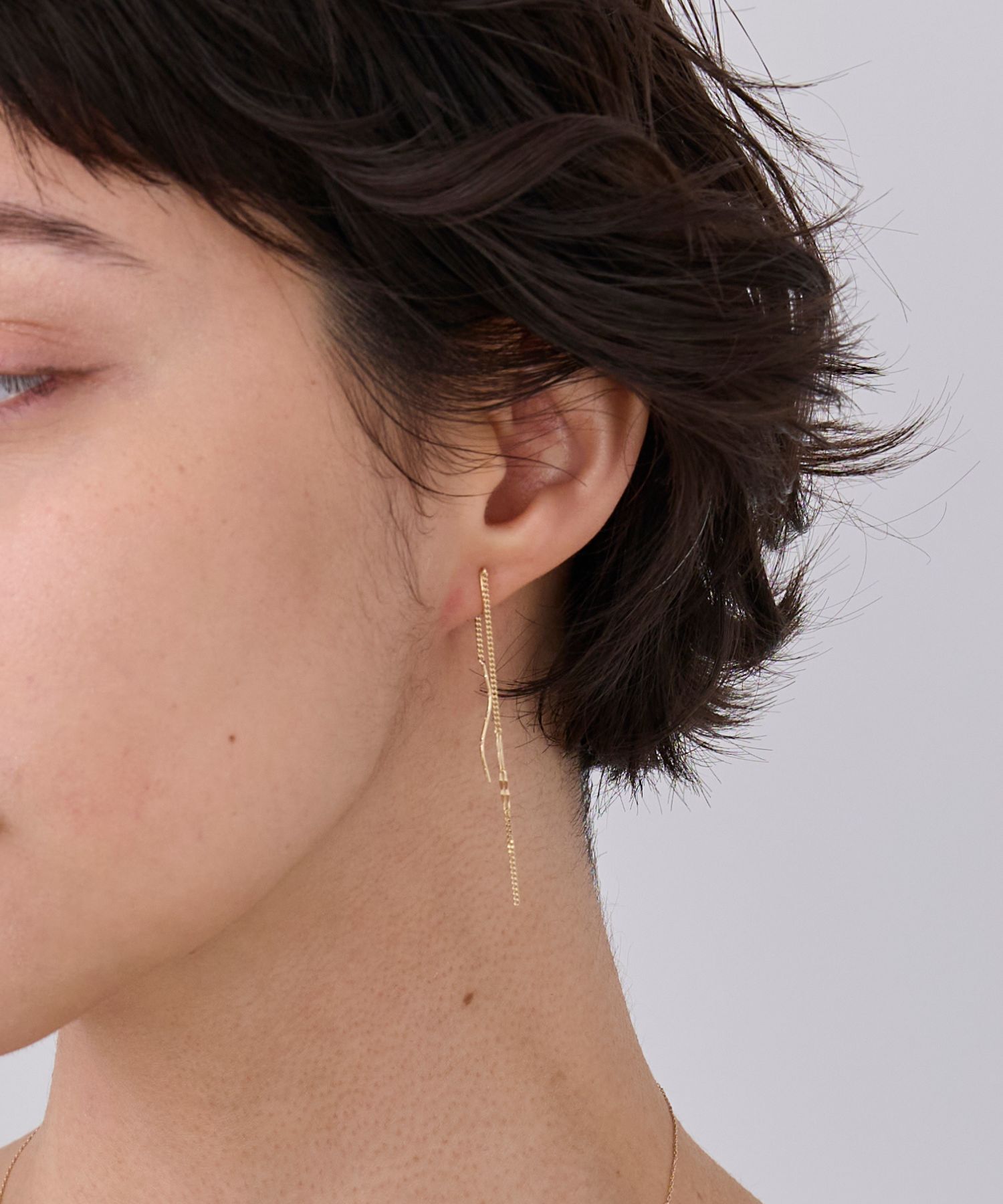 JUPITER「【K10】ダブルチェーンイヤリング」|イヤリング|