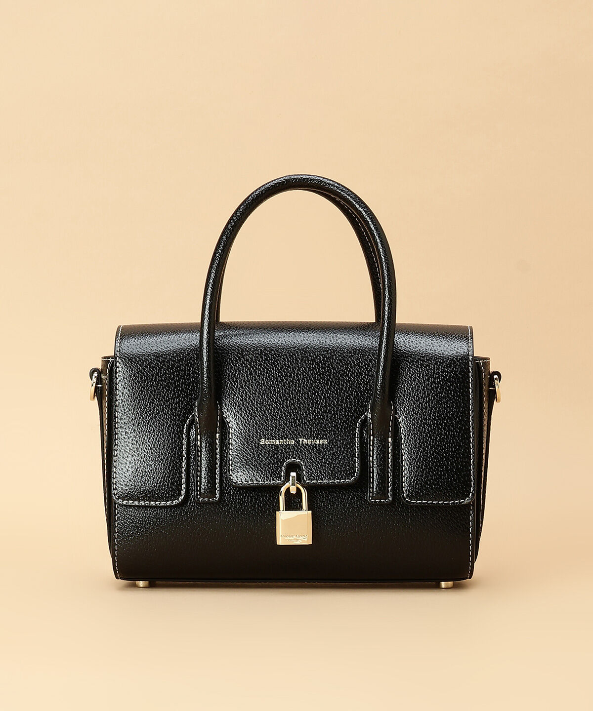 Samantha Thavasa「フラップパドロック ハンドバッグ」|ハンドバッグ|ブラック