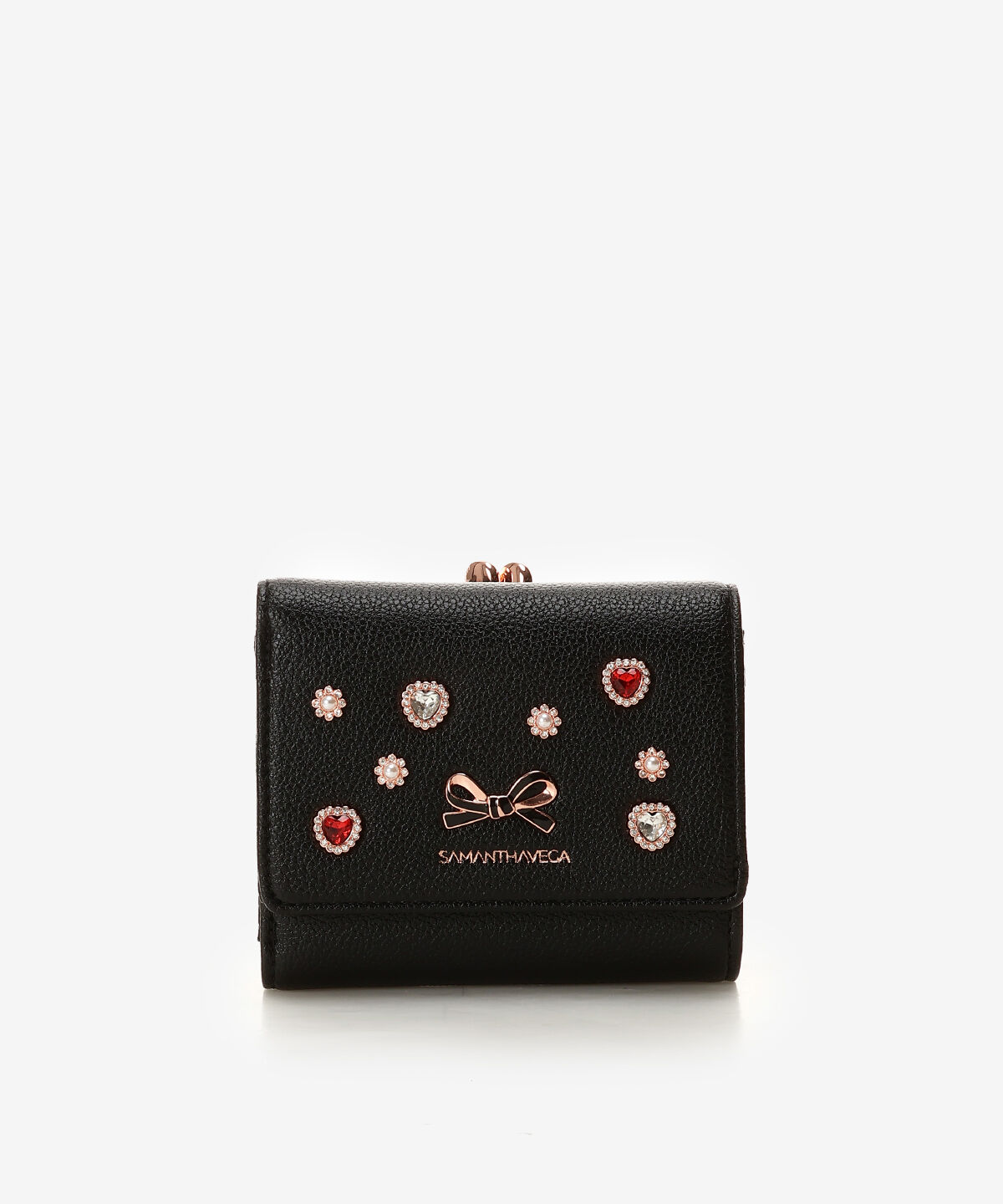 Samantha Vega「ハートビジュー折財布」|財布|ブラック