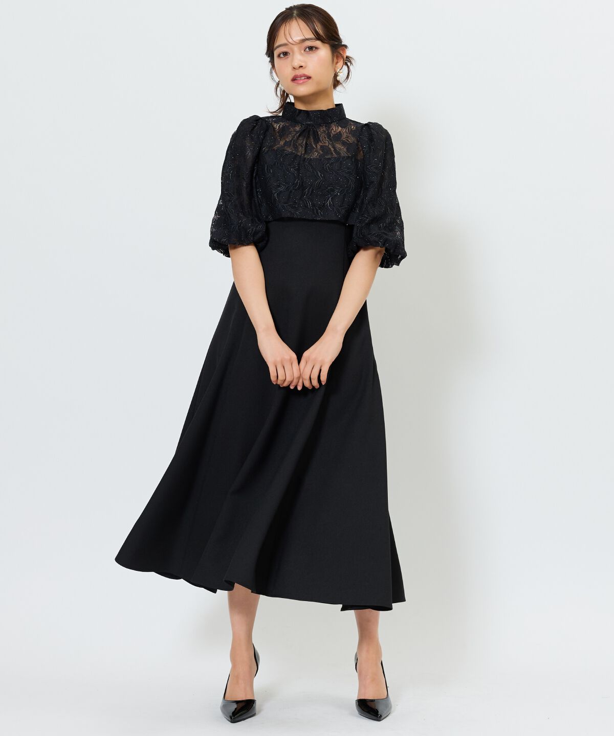 アンドクチュール「リーフレースレイヤードレス」|ドレス|