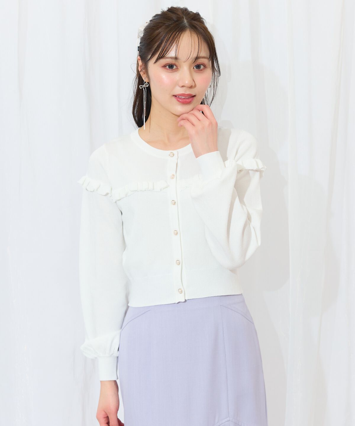 WILLSELECTION「フリルデザインニットカーディガン」|カーディガン|