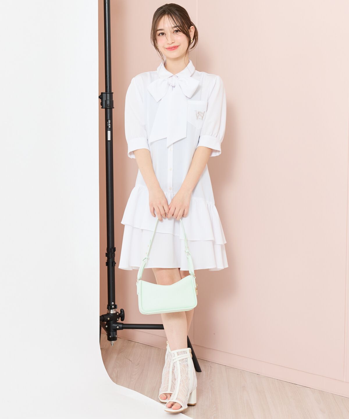 WILLSELECTION「ティアードフリルリボンタイシャツワンピース」|ワンピース|