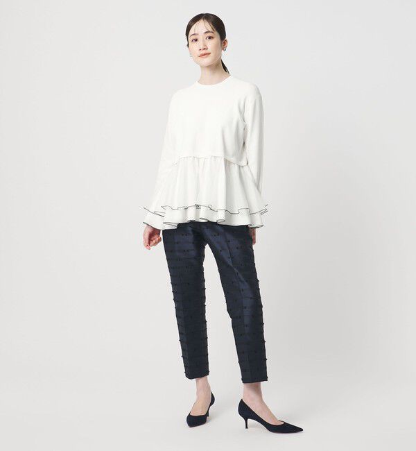 UNITED ARROWS「オーガンジー フリルコンビ ニット ‐ウォッシャブル‐」|ニット・セーター|