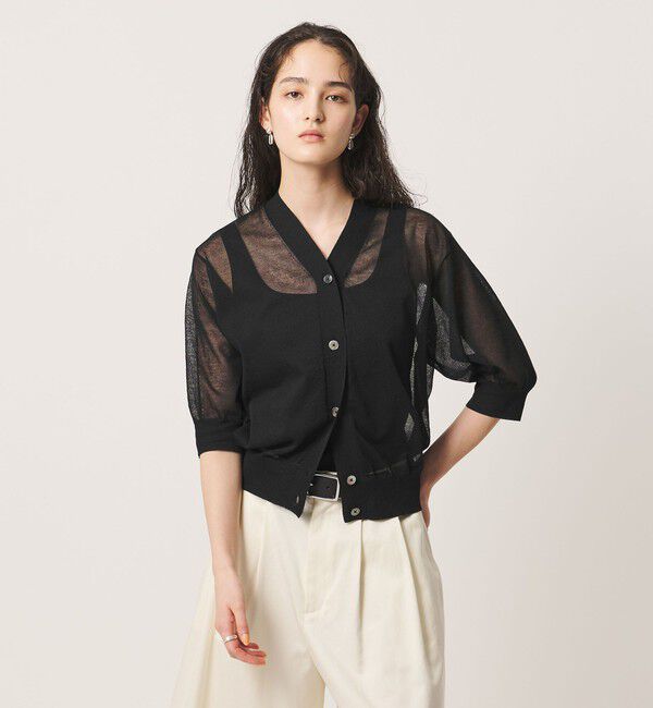 UNITED ARROWS「シアー Vネック カーディガン ‐ウォッシャブル‐」|カーディガン|BLACK
