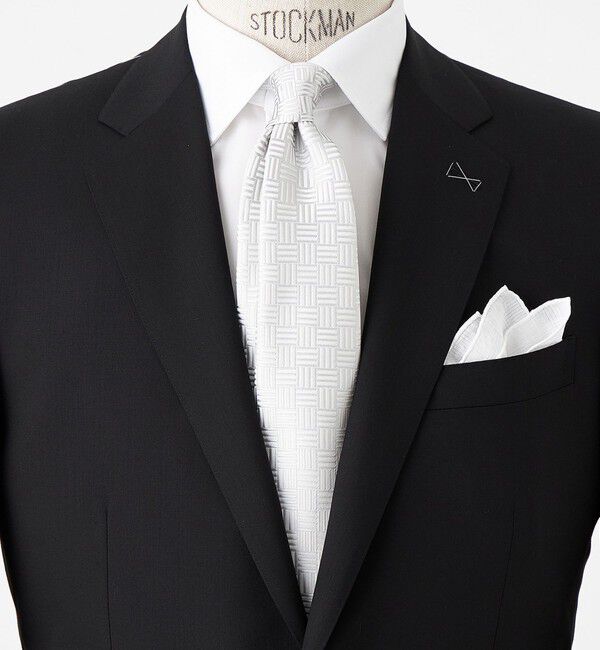 UNITED ARROWS green label relaxing「GLR シルク フォーマル 8.0cm ジオメトリック ネクタイ」|ネクタイ・蝶ネクタイ|SILVER