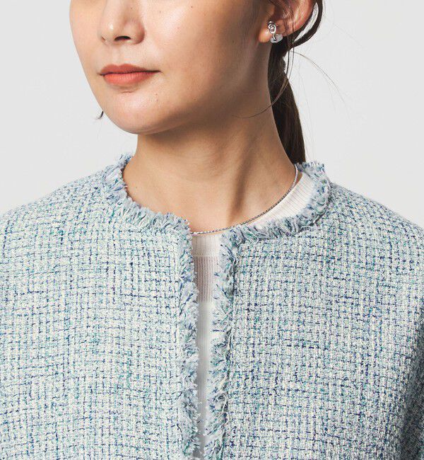 UNITED ARROWS green label relaxing「［size SHORTあり］ミックス ツイードライク ポケット ノーカラー ジャケット」|ノーカラージャケット|