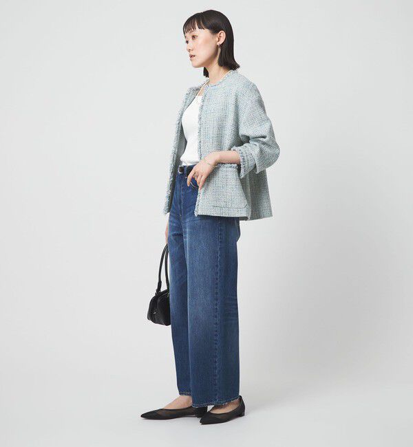 UNITED ARROWS green label relaxing「［size SHORTあり］ミックス ツイードライク ポケット ノーカラー ジャケット」|ノーカラージャケット|