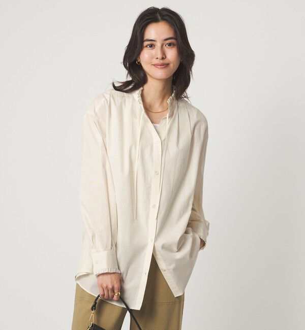 UNITED ARROWS green label relaxing「［size SHORTあり］フリルネック ブラウス」|シャツ・ブラウス|