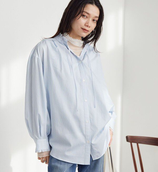 UNITED ARROWS green label relaxing「［size SHORTあり］フリルネック ブラウス」|シャツ・ブラウス|