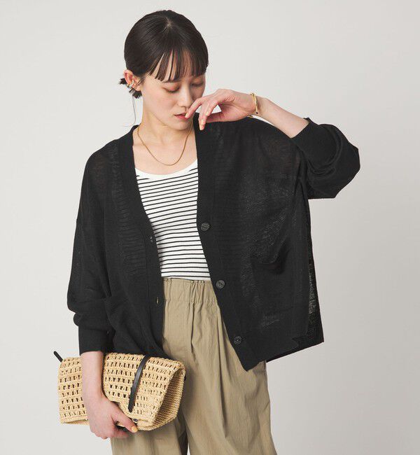 UNITED ARROWS green label relaxing「フレンチリネン Vネック カーディガン ウォッシャブル」|カーディガン|