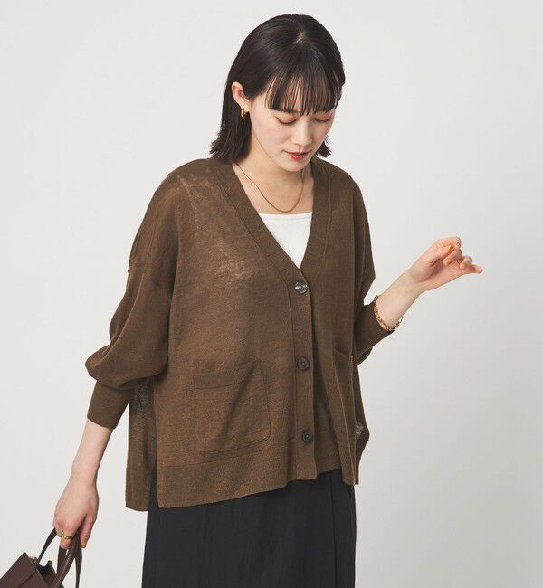 UNITED ARROWS green label relaxing「フレンチリネン Vネック カーディガン ウォッシャブル」|カーディガン|MD.BROWN