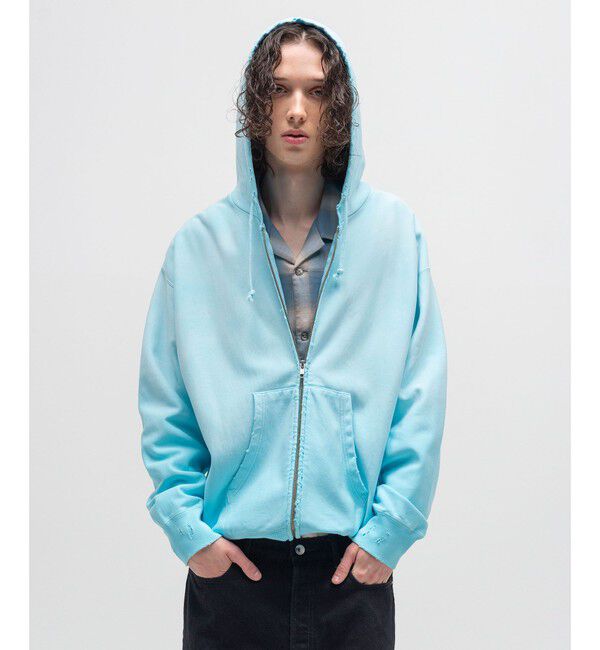 MONKEY TIME「サンフェード フレンチテリー フルジップ フーディー」|カーディガン|TURQUOISE