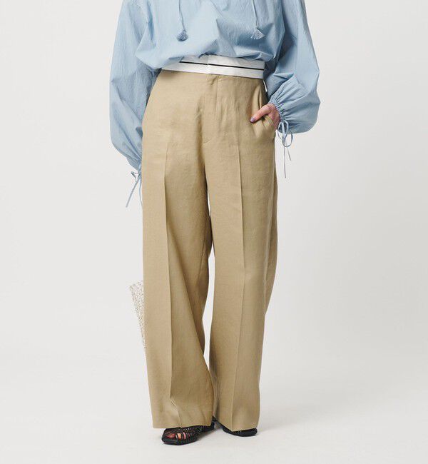 BEAUTY&YOUTH UNITED ARROWS「麻ブレンド マーベルト ワイドパンツ UVカット」|チノ|BEIGE