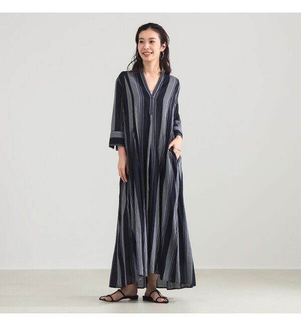 Demi-Luxe BEAMS 「ne Quittez pas / ボイル ストライプ パネル ワンピース」|ワンピース|