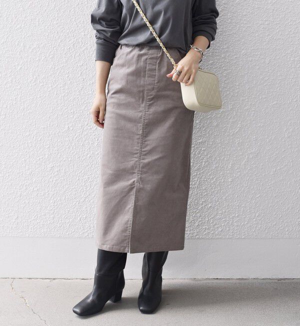 SHIPS for women「*〈手洗い可能〉ストレッチ コーデュロイ イージー ナロー スカート ◇」|タイト|グレー