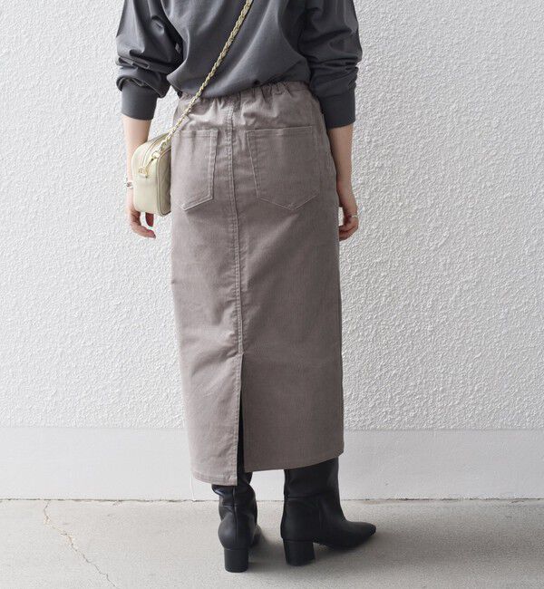 SHIPS for women「*〈手洗い可能〉ストレッチ コーデュロイ イージー ナロー スカート ◇」|タイト|