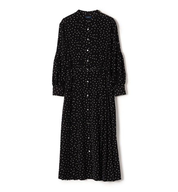 SHIPS for women「〈手洗い可能〉ドット / 花柄 バンドカラー サイド プリーツ ワンピース」|ワンピース|