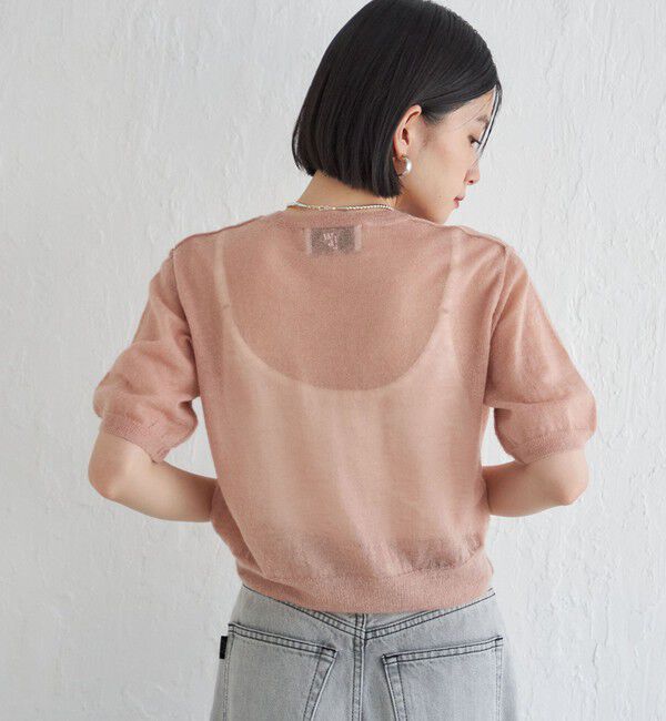 SHIPS for women「Wai＋:〈手洗い可能〉モヘヤブレンド 半袖 プルオーバー」|ニット・セーター|