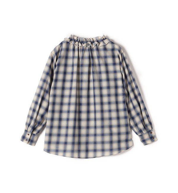 SHIPS Colors 「SHIPS Colors:〈手洗い可能〉オンブレチェック フリルネック ブラウス」|シャツ・ブラウス|