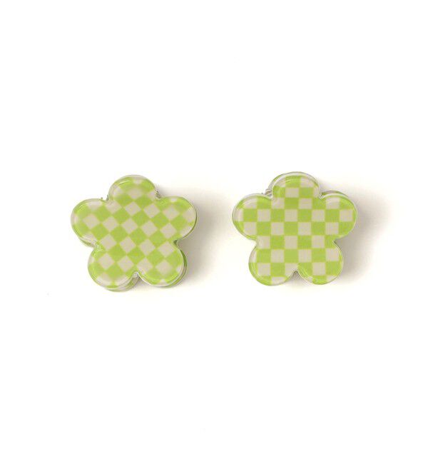 SHIPS KIDS「SHIPS KIDS: チェック フラワー ヘアクリップ セット」|その他|ライム