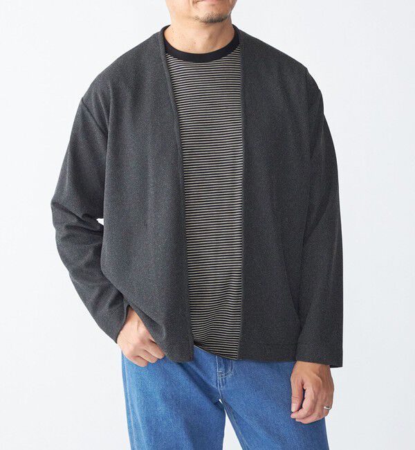 SHIPS「SHIPS:〈手洗い可能〉ドビー メッシュ ノーカラー カーディガン」|カーディガン|ダークグレー