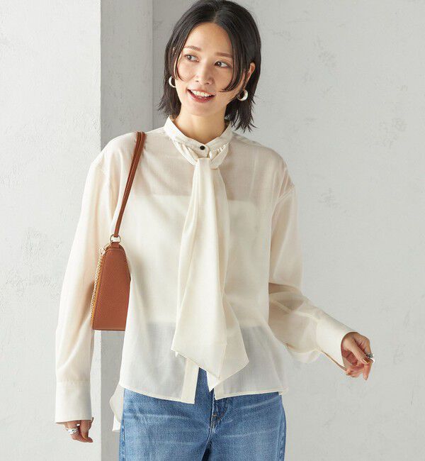 SHIPS for women「〈手洗い可能〉シアー リボン タイ ブラウス」|シャツ・ブラウス|