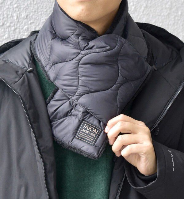SHIPS any「TAION:〈手洗い可能〉ミリタリー キルティング リバーシブル ダウンマフラー」|マフラー|ダークグレー