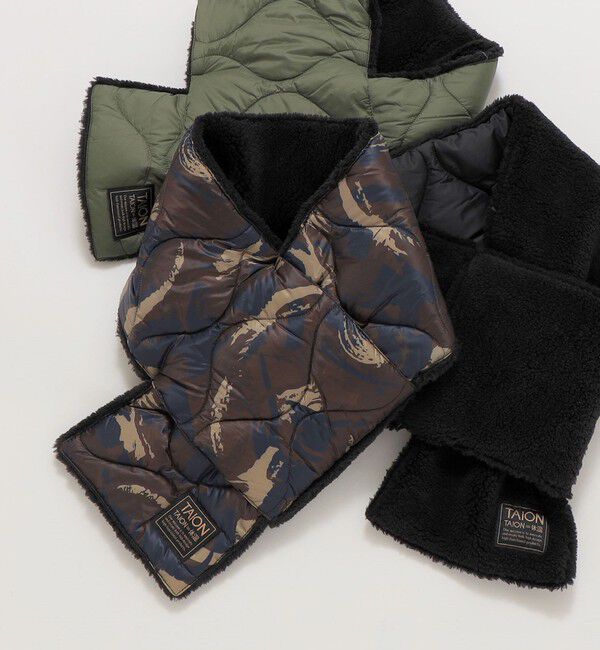 SHIPS any「TAION:〈手洗い可能〉ミリタリー キルティング リバーシブル ダウンマフラー」|マフラー|その他