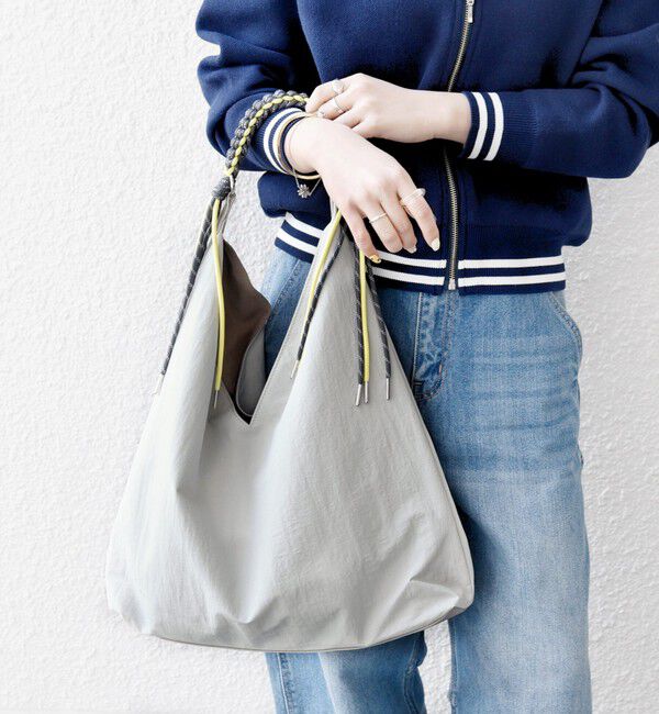 SHIPS any「《一部追加予約》SHIPS any: A4 Vカット コードハンドル トート バッグ」|トートバッグ|グレー