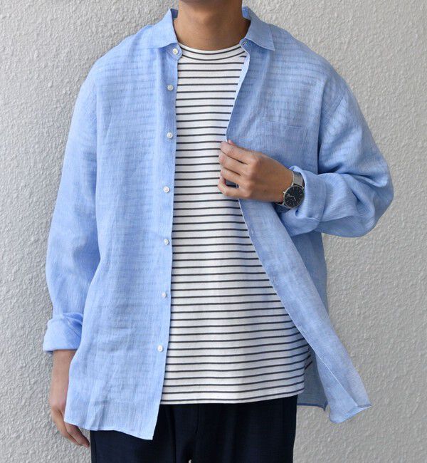 SHIPS any「SHIPS any:〈洗濯機可能〉ピュアリネン レギュラーカラー シャツ 26SS◇」|シャツ・ブラウス|ライトブルー
