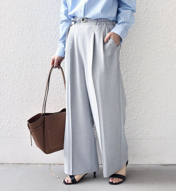 SHIPS Colors 「SHIPS Colors:〈手洗い可能〉ドライ メランジ ベルテッド パンツ（セットアップ対応可能）」|その他|グレー