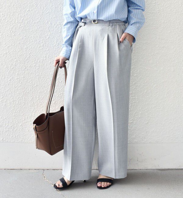 SHIPS Colors 「SHIPS Colors:〈手洗い可能〉ドライ メランジ ベルテッド パンツ（セットアップ対応可能）」|その他|