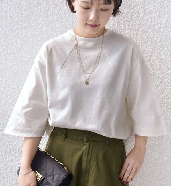 SHIPS for women「バスク ボーダー / 無地 5分袖 TEE」|Tシャツ・カットソー|ホワイト