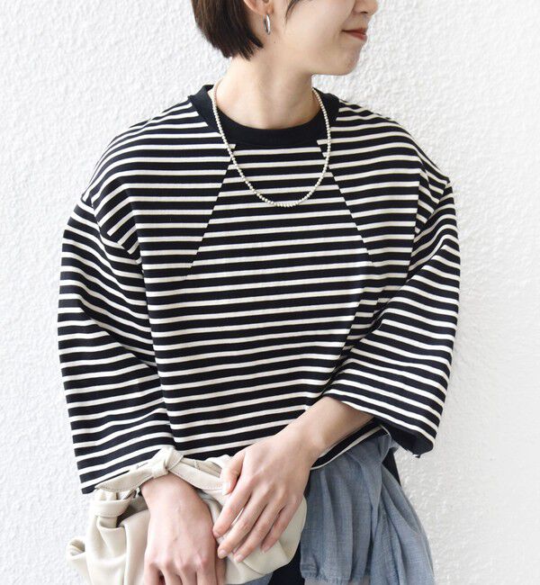 SHIPS for women「バスク ボーダー / 無地 5分袖 TEE」|Tシャツ・カットソー|