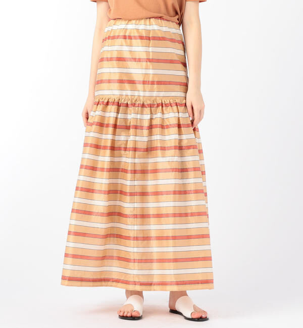 TOMORROWLAND BUYING WEAR「Rodebjer Amalthea コットンポリエステルタフタ ストライプロングスカート」|スカート|28 オレンジ系