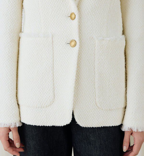 DES PRES「ツイストヤーンツイード ショールカラージャケット」|テーラードジャケット|