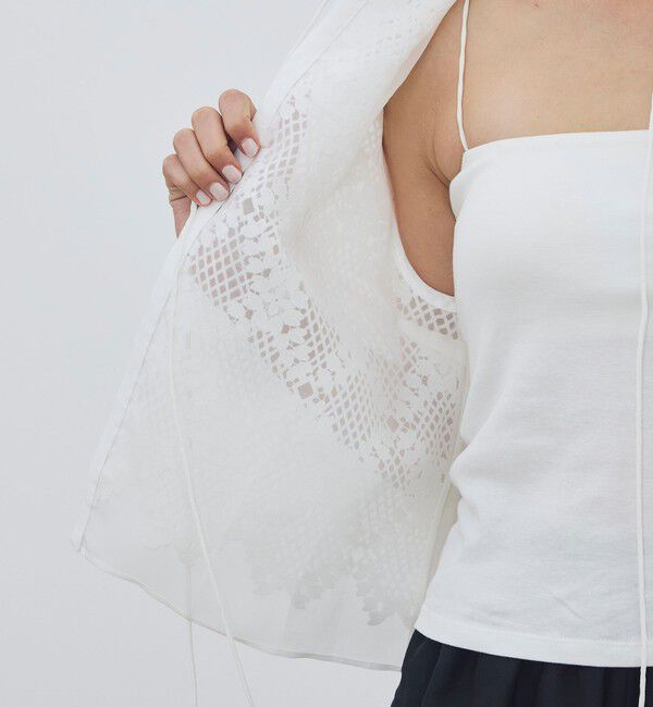 DES PRES「ブルームリーフレース レイヤードショートジレ」|ベスト・ジレ|