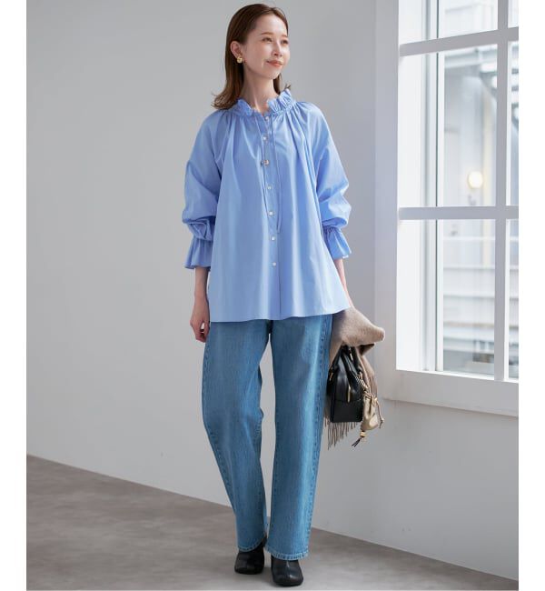 SLOBE IENA「《一部WEB・店舗限定カラーあり》タイプライターフリルカラーブラウス」|シャツ・ブラウス|