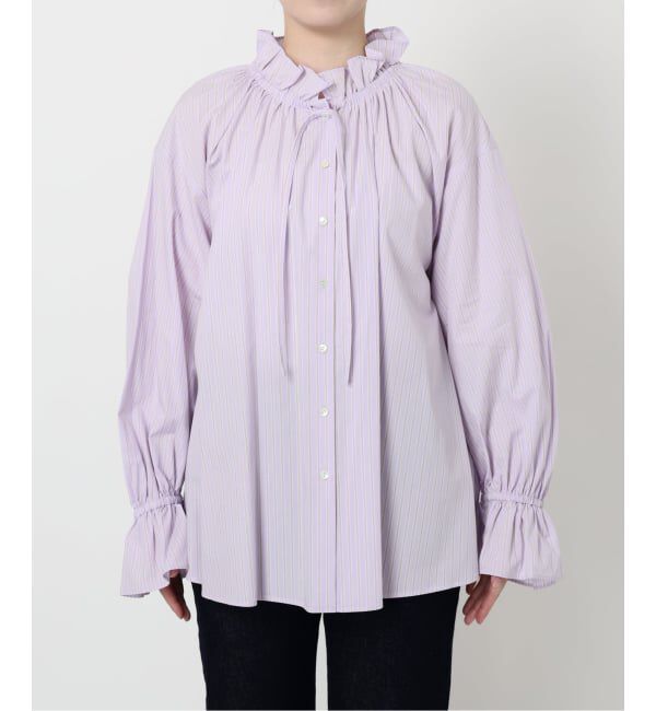 SLOBE IENA「《一部WEB・店舗限定カラーあり》タイプライターフリルカラーブラウス」|シャツ・ブラウス|