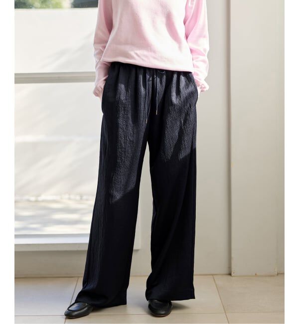 IENA「アンティークサテン イージーパンツ」|その他|ネイビー