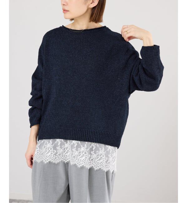 IENA「ミックスヤーン ワイドプルオーバー」|ニット・セーター|