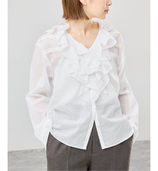 IENA「レーストリムフリルブラウス」|シャツ・ブラウス|
