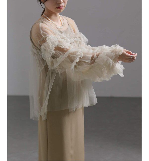  「《追加2》デコラティブチュールトップス」|シャツ・ブラウス|ベージュ