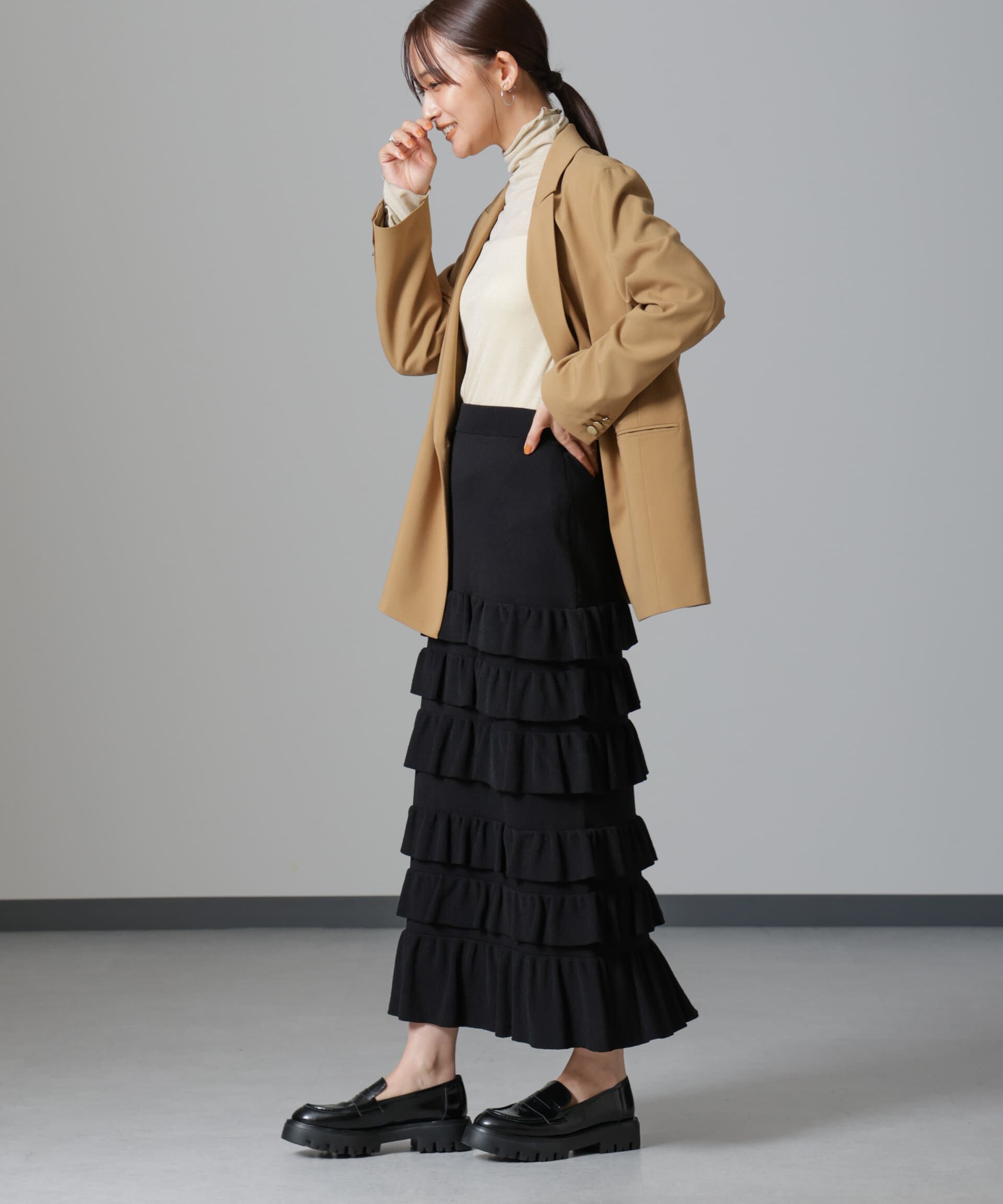 nano･universe「フリルニットスカート」|スカート|