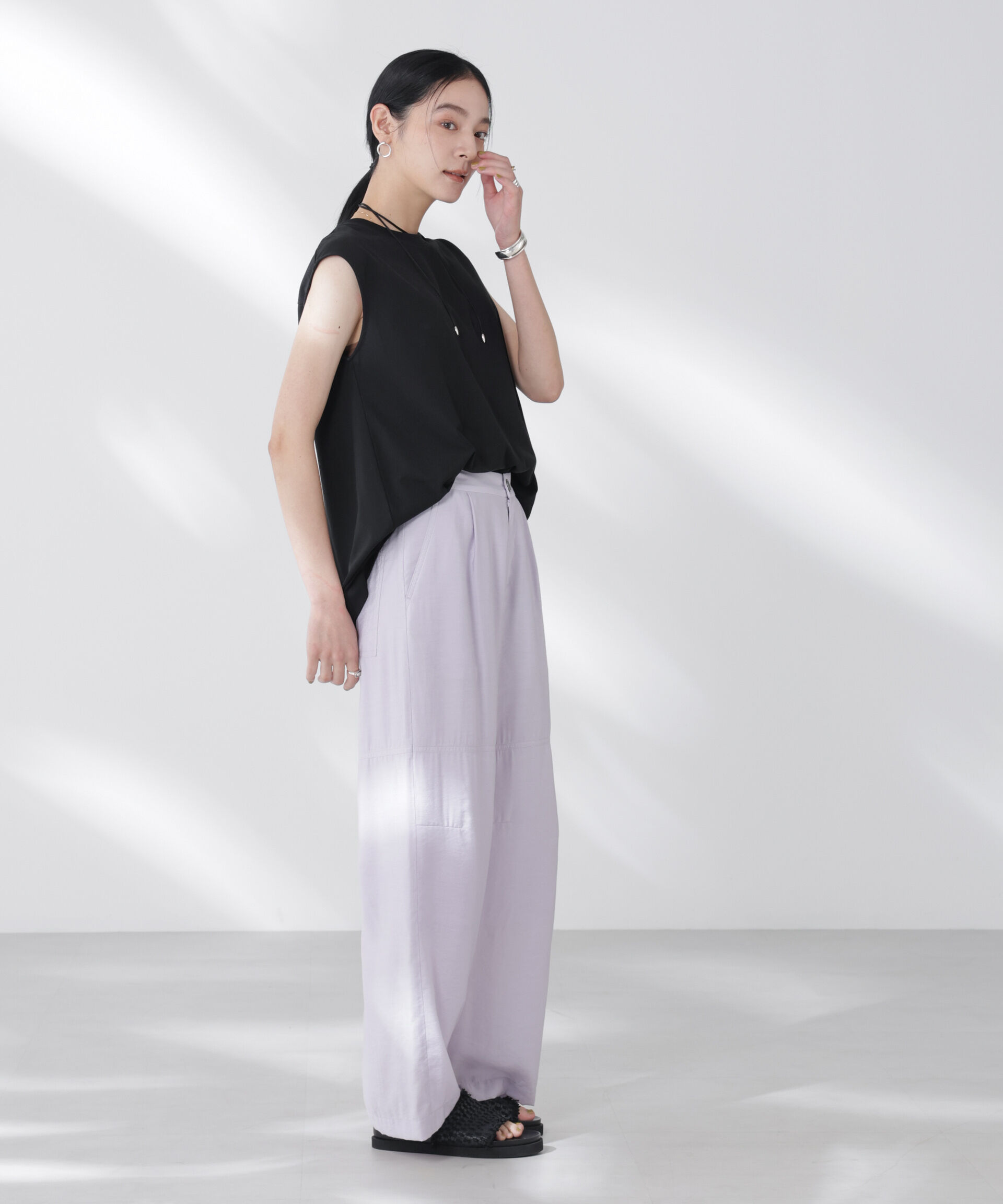 nano･universe「NANOFINE強撚コットンノースリーブトップス」|Tシャツ・カットソー|