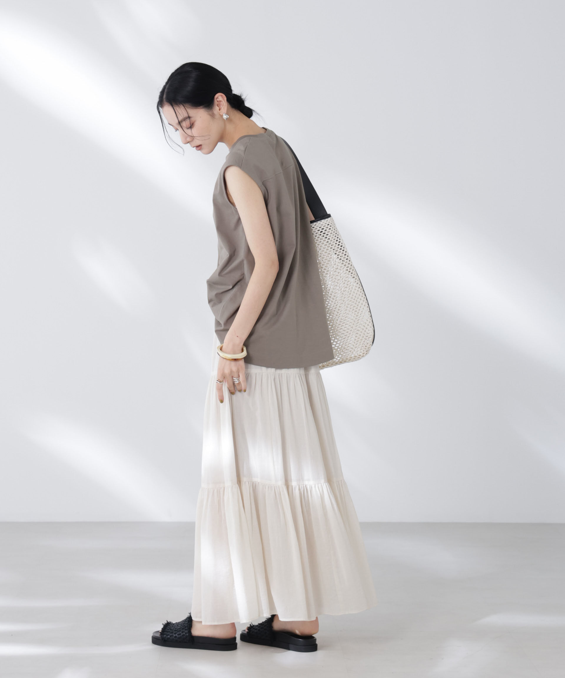 nano･universe「NANOFINE強撚コットンノースリーブトップス」|Tシャツ・カットソー|