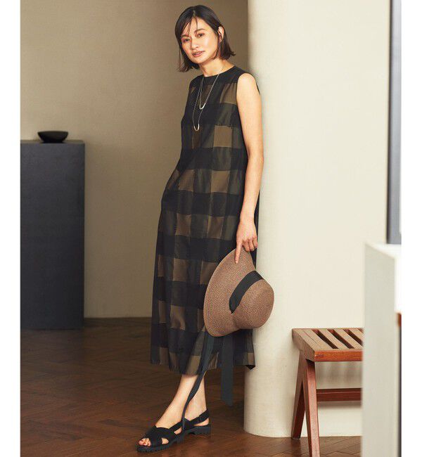 自由区「【再入荷・昨年ご好評】ブロンズチェックジャガード ワンピース」|ワンピース|ﾌﾞﾛﾝｽﾞ&times;